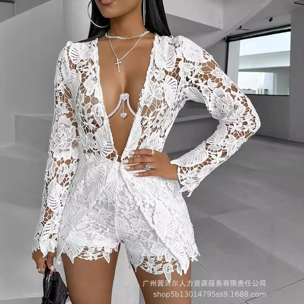 Summer Clothing Linen - Women Sexy Short Sets Hollow Out