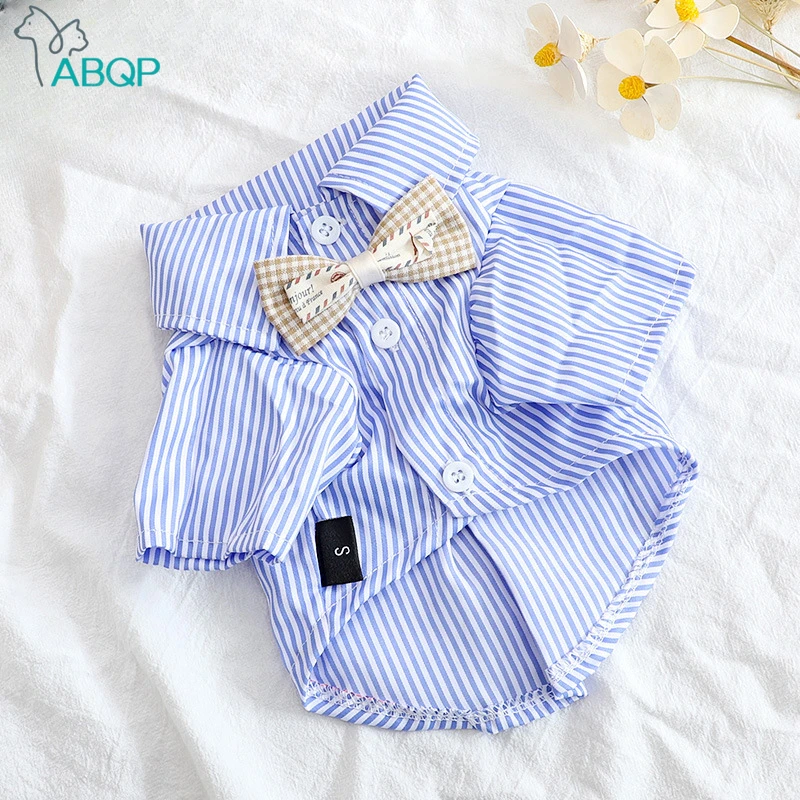 Summer Dog Clothing - Pet Dog Clothes Bowknot Striped Shirts