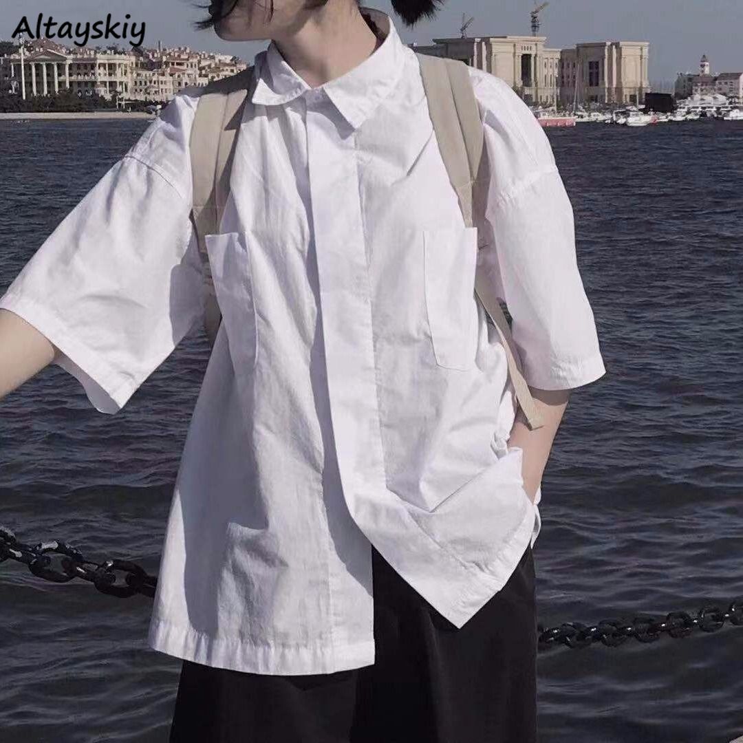 Summer Clothing Japan - Shirts Womens Summer White Short Sleeve