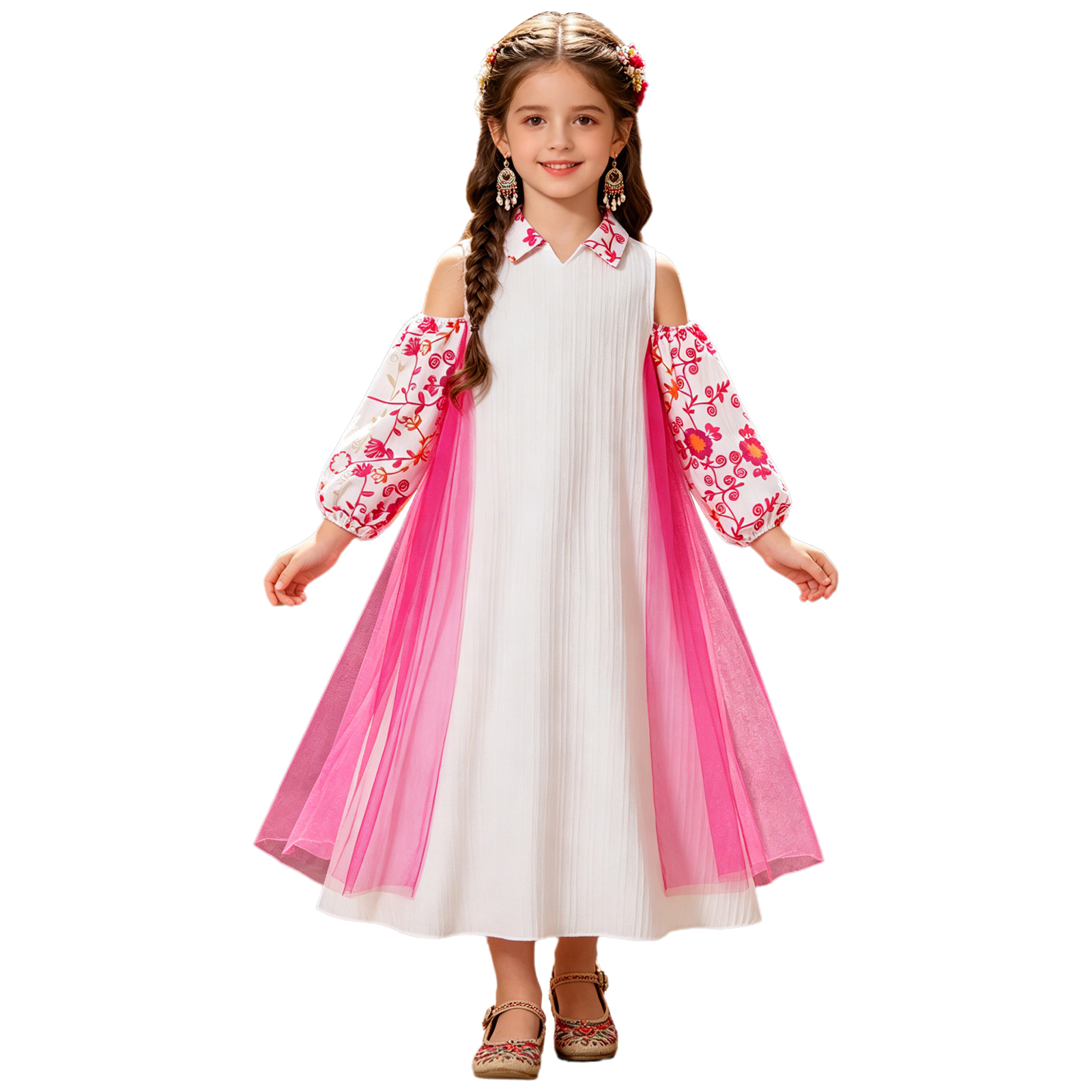 Girl Long Sleeve Mesh Patchwor - Summer Clothing Set For Girls avis et prix