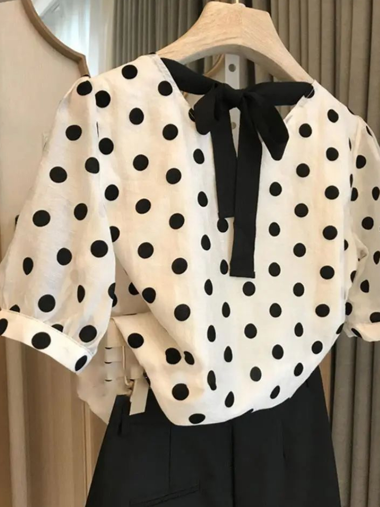Polka Dot Blouses Women Elegan - Summer Clothing Aesthetic avis et prix