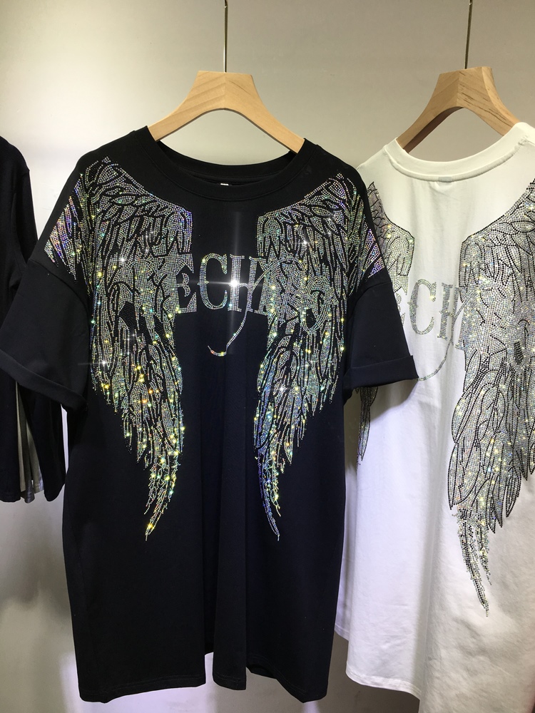 L-4XL Oversize Rhinestone Ange - Summer Clothing Brands For Women avis et prix