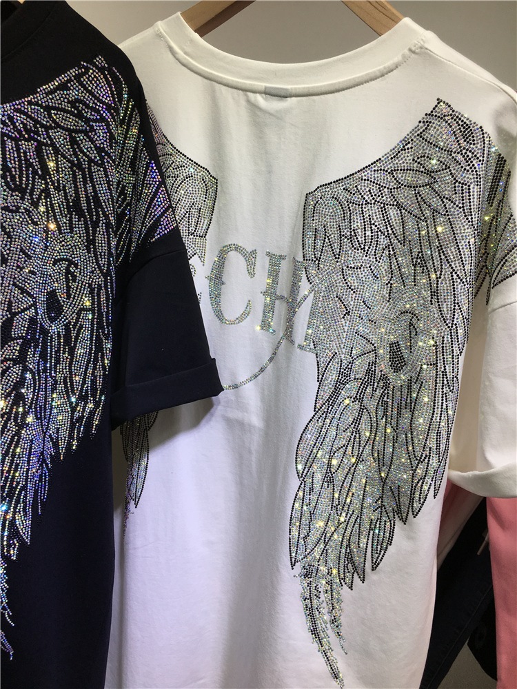 L-4XL Oversize Rhinestone Ange - Summer Clothing Brands For Women avis et prix