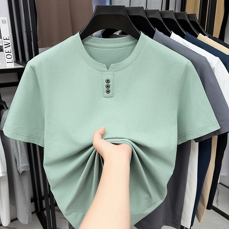 Mens Casual Henley Neck T Shir - Summer Clothing For Young Men avis et prix