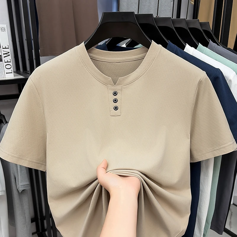 Mens Casual Henley Neck T Shir - Summer Clothing For Young Men avis et prix