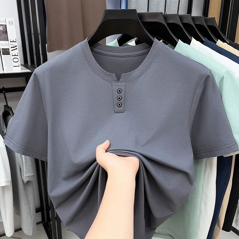 Mens Casual Henley Neck T Shir - Summer Clothing For Young Men avis et prix