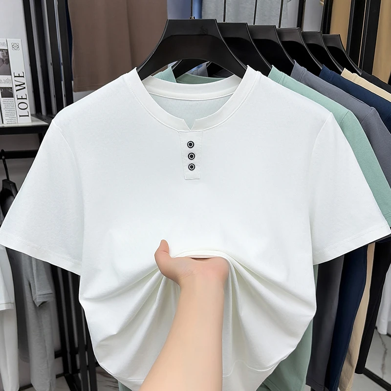 Mens Casual Henley Neck T Shir - Summer Clothing For Young Men avis et prix