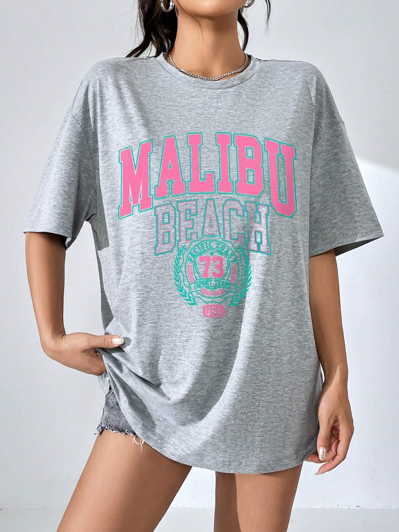 Malibu Beach Letter Print Prin - Summer Clothing Brands For Women avis et prix