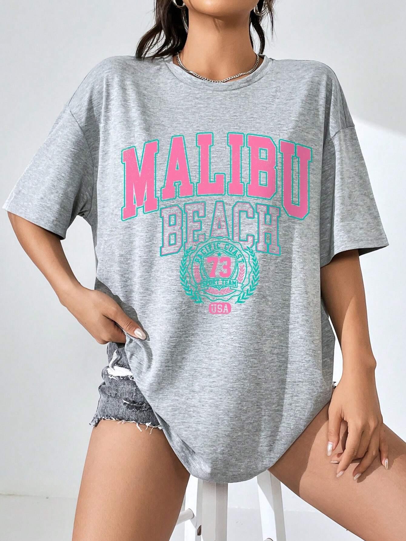 Malibu Beach Letter Print Prin - Summer Clothing Brands For Women avis et prix