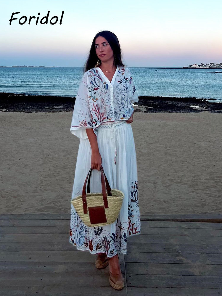 Foridol Marine Organism Embroi - Summer Clothing Linen avis et prix