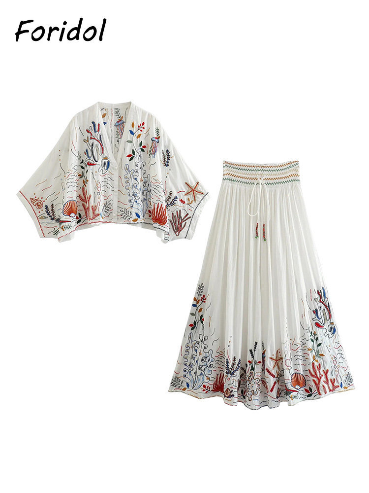 Foridol Marine Organism Embroi - Summer Clothing Linen avis et prix