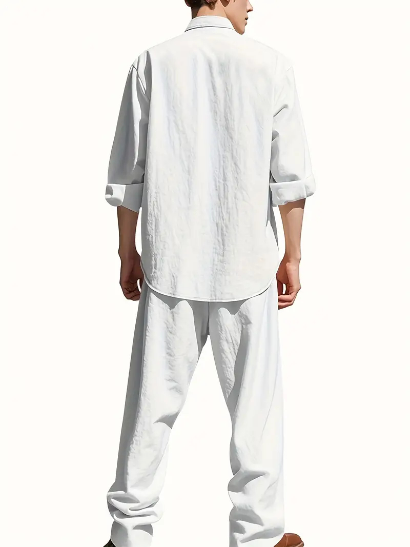 Men's White Linen Suit Set Lon - Summer Clothing Linen avis et prix