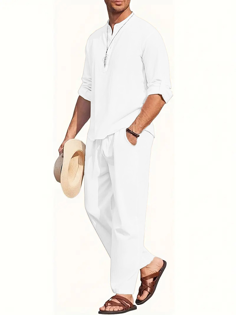 Men's White Linen Suit Set Lon - Summer Clothing Linen avis et prix