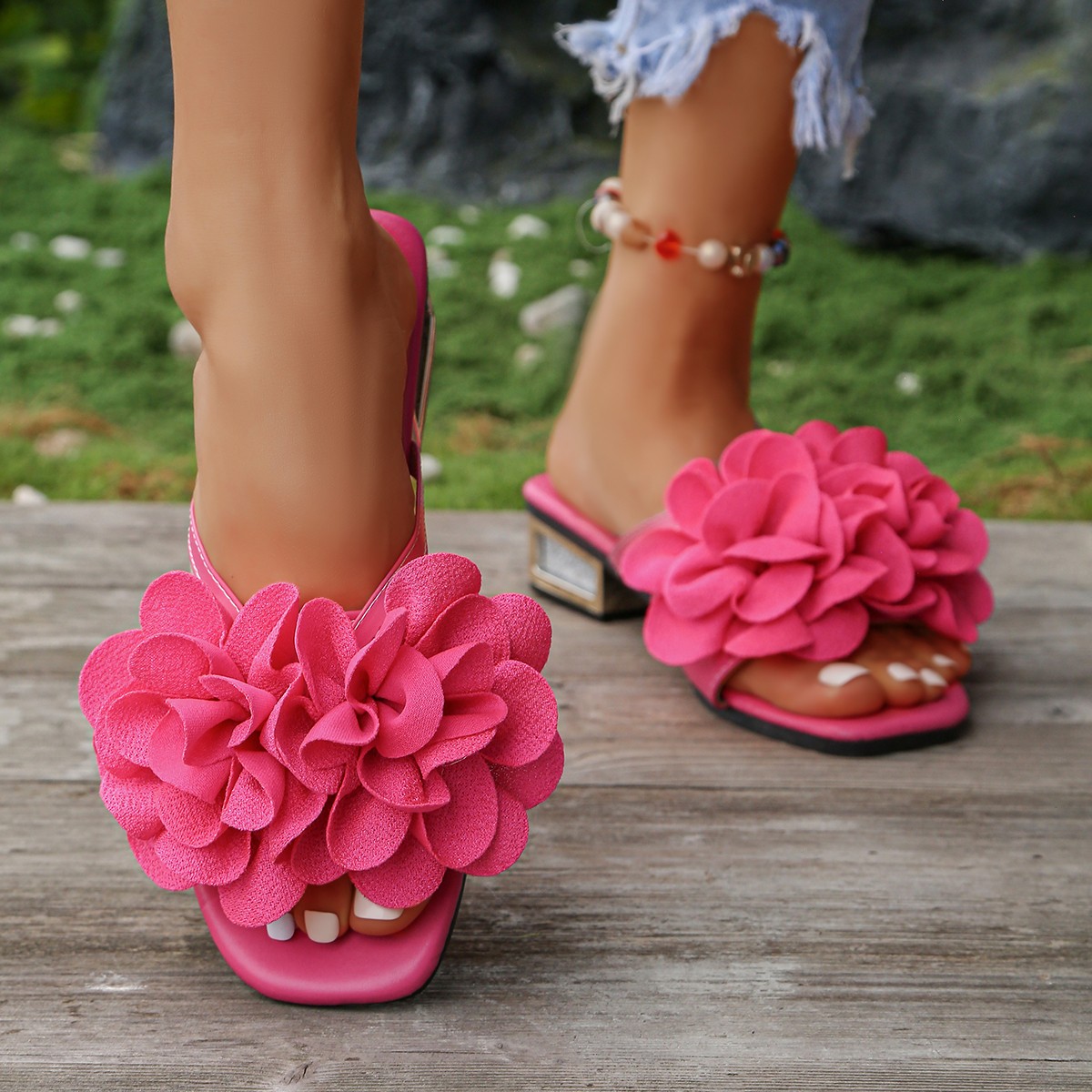 Red Flower Decorated Flip-flop - Summer Clothing Korea avis et prix