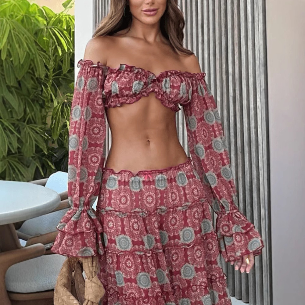 Vintage Print Skirt Two Piece  - Summer Clothing Vintage avis et prix