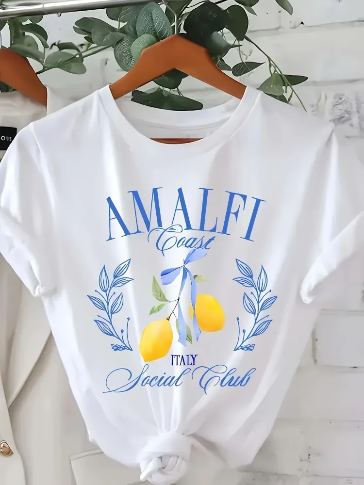 Lemon Print T-shirt Short Slee - Summer Clothing Aesthetic avis et prix