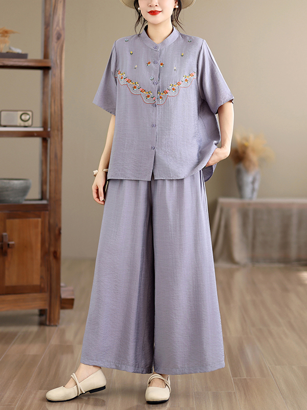 Embroidered Cotton Linen Short - Summer Clothing Linen avis et prix