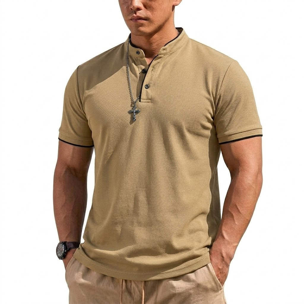 Summer Short Sleeve Henley Shi - Summer Clothing For Young Men avis et prix