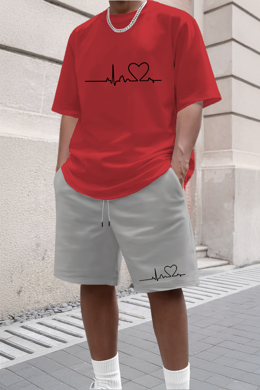 Heart Printed Short Sleeved Sh - Summer Clothing Aesthetic avis et prix