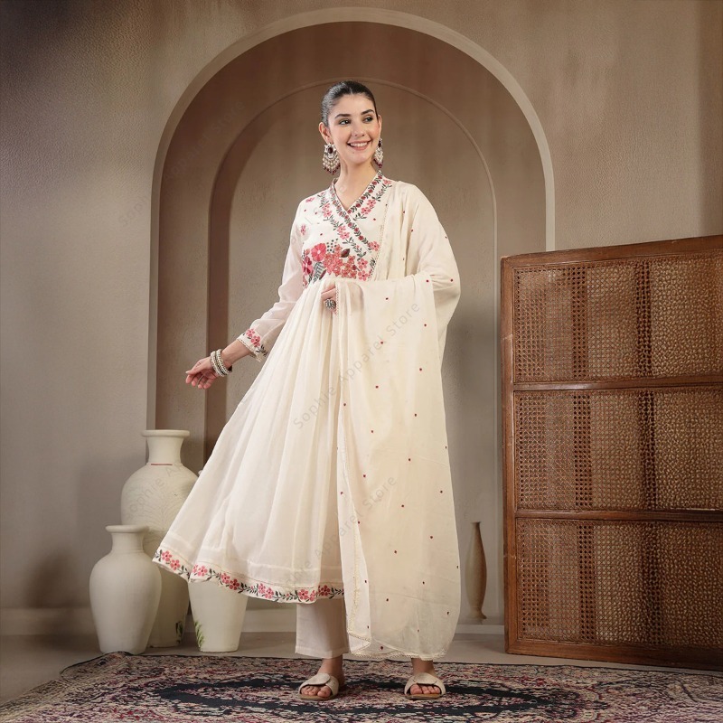White Cotton Anarkali Kurti Se - Summer Clothing Pakistan avis et prix