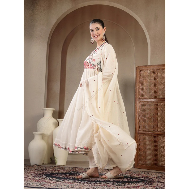 White Cotton Anarkali Kurti Se - Summer Clothing Pakistan avis et prix