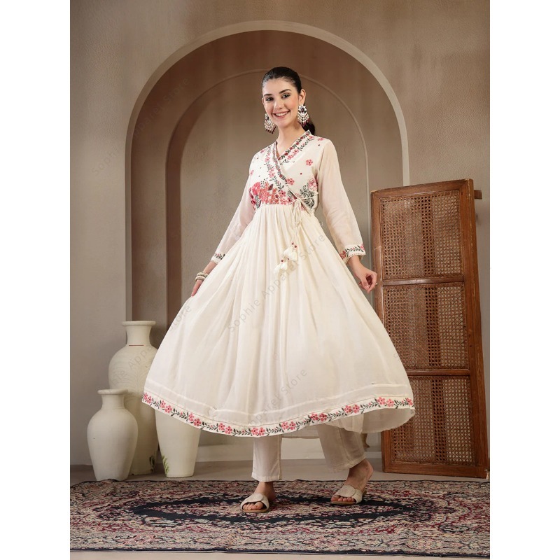 White Cotton Anarkali Kurti Se - Summer Clothing Pakistan avis et prix
