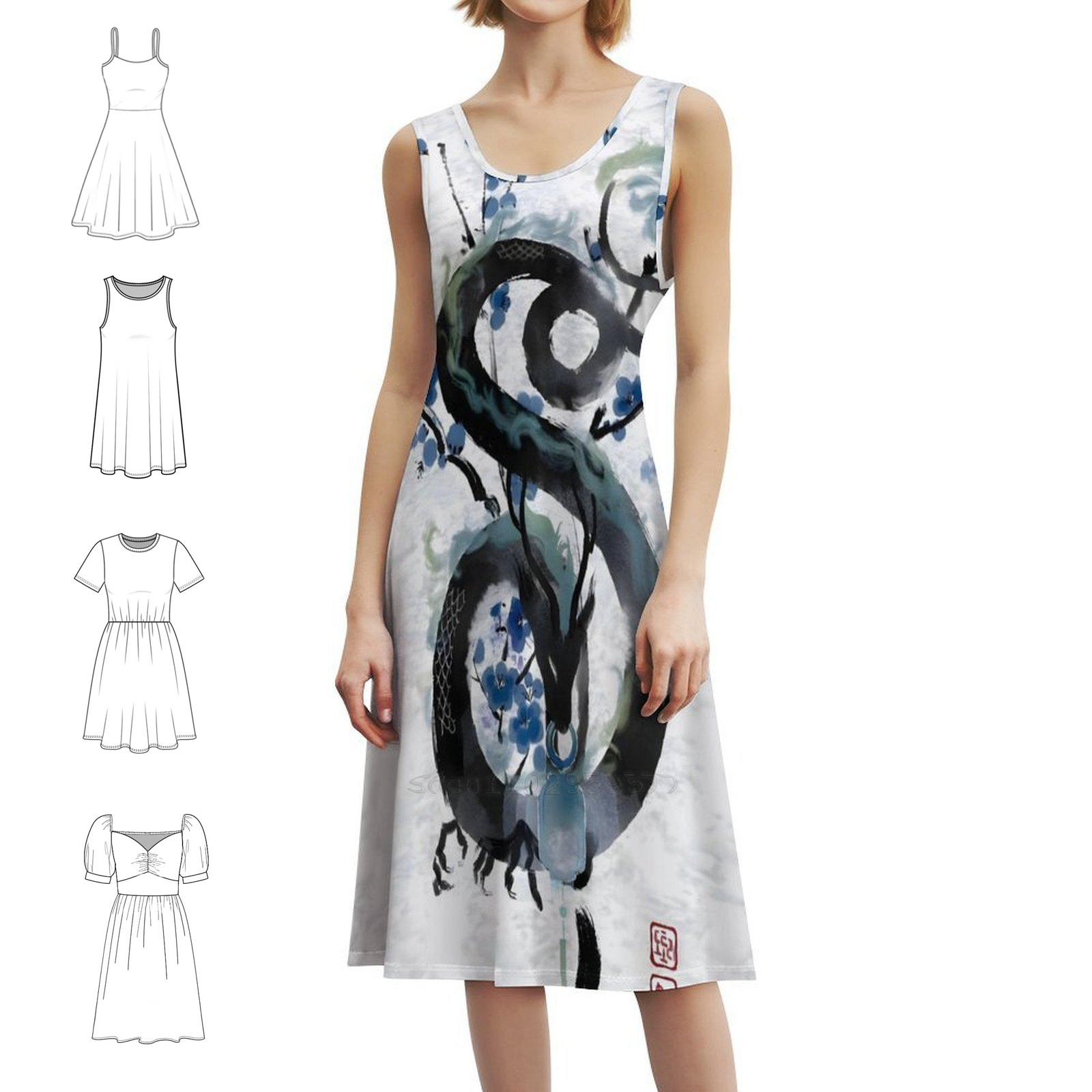 Japanese Blue Night Dragon Ink - Summer Clothing Japan avis et prix