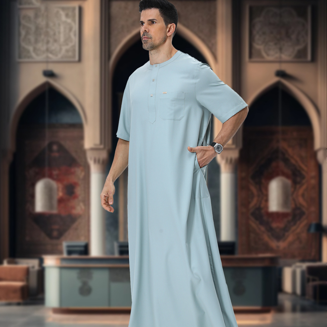 Muslim Men Abaya Kaftan Pakist - Summer Clothing Pakistan avis et prix