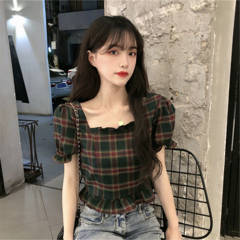 Shirts Women Plaid Retro Edibl - Summer Clothing Aesthetic avis et prix
