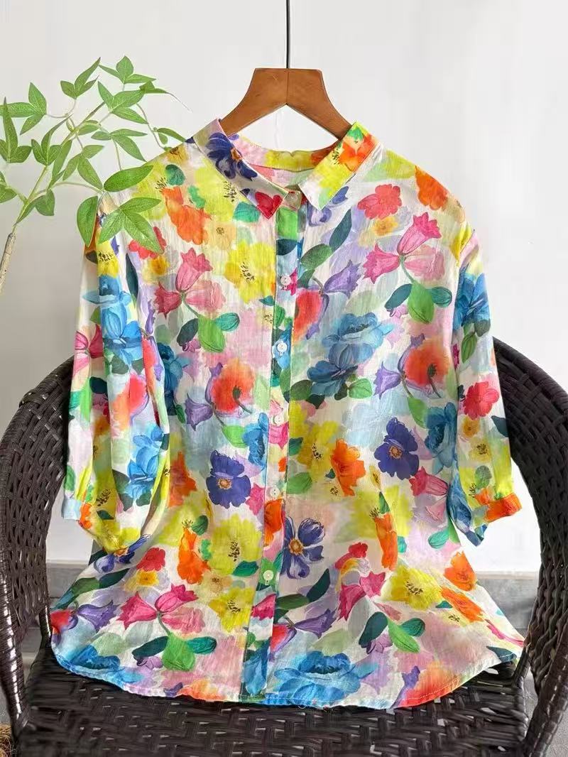2026 Pure Ramie Print Shirt Wo - Summer Clothing Japan avis et prix