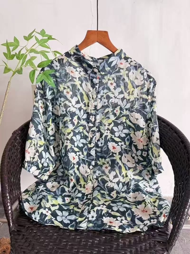 2026 Pure Ramie Print Shirt Wo - Summer Clothing Japan avis et prix