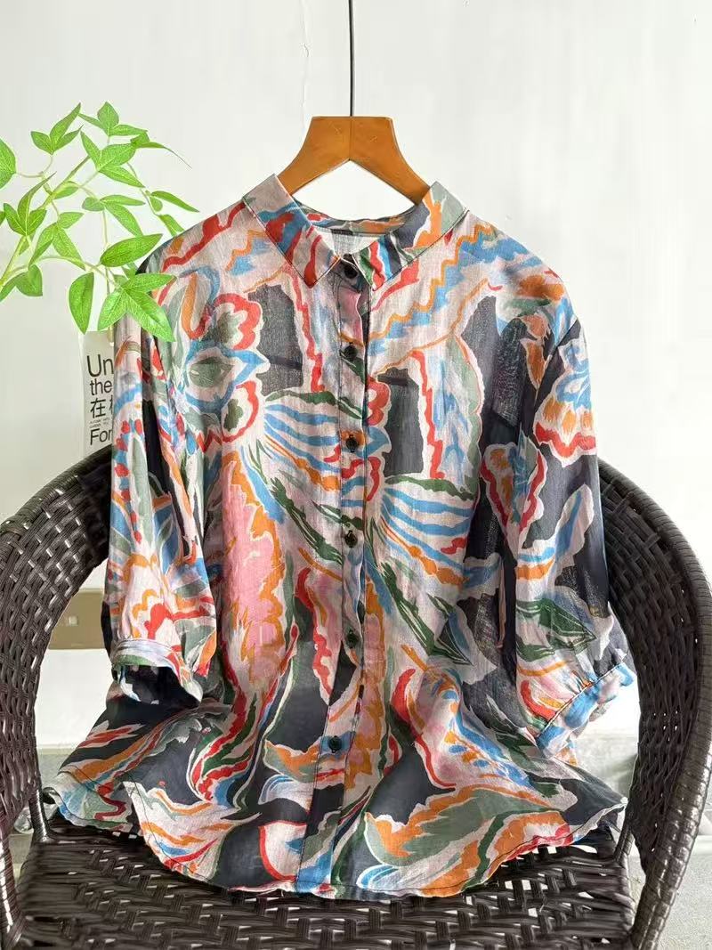 2026 Pure Ramie Print Shirt Wo - Summer Clothing Japan avis et prix
