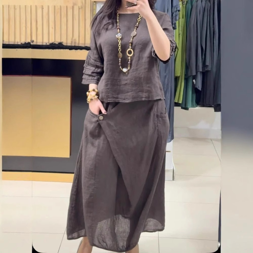 Women's Cotton Linen Skirts Se - Summer Clothing Linen avis et prix
