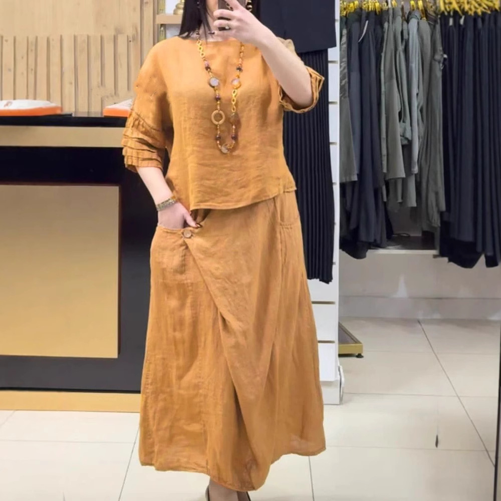 Women's Cotton Linen Skirts Se - Summer Clothing Linen avis et prix