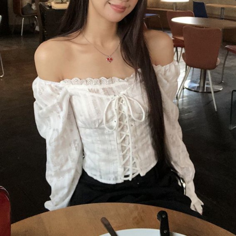 Deeptown White Lace Up Cropped - Summer Clothing Aesthetic avis et prix