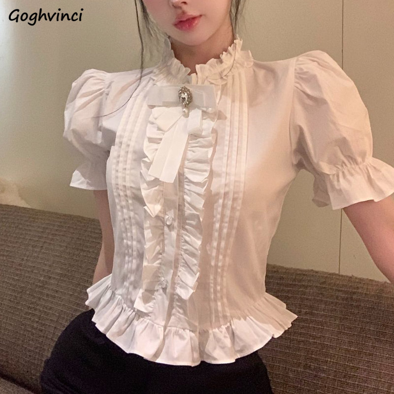 Puff Sleeve Shirts Women White - Summer Clothing Aesthetic avis et prix