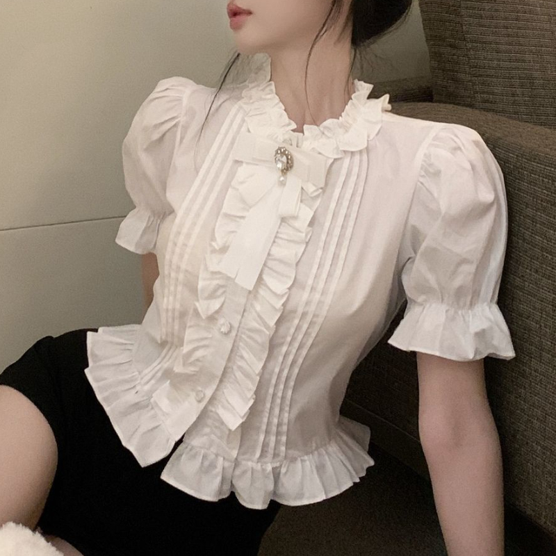 Puff Sleeve Shirts Women White - Summer Clothing Aesthetic avis et prix